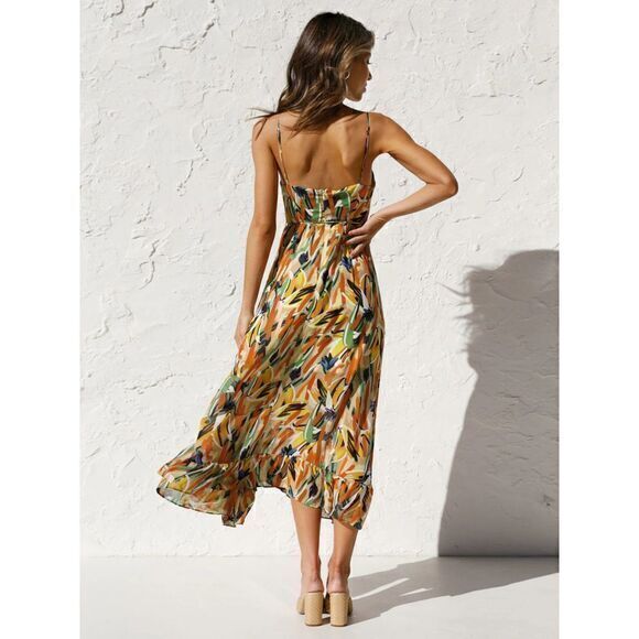 Commense Boho Chic Vibrant Floral‎ Print Midi Dress Cami Summer Midi Sundress S - Picture 5 of 11